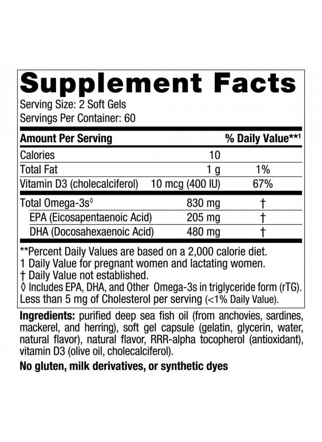 Nordic Naturals Prenatal DHA, Strawberry - 120 Soft Gels - 830 mg Omega-3 + 400 IU Vitamin D3 - Supports Brain Development in Babies During Pregnancy & Lactation - Non-GMO - 60 Servings