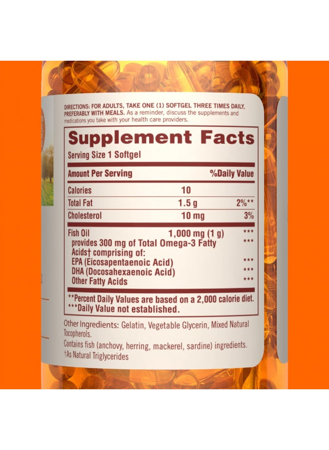 Sundown Fish Oil 1000 mg, Supports Heart Health, 72 Softgels (Packaging May Vary)