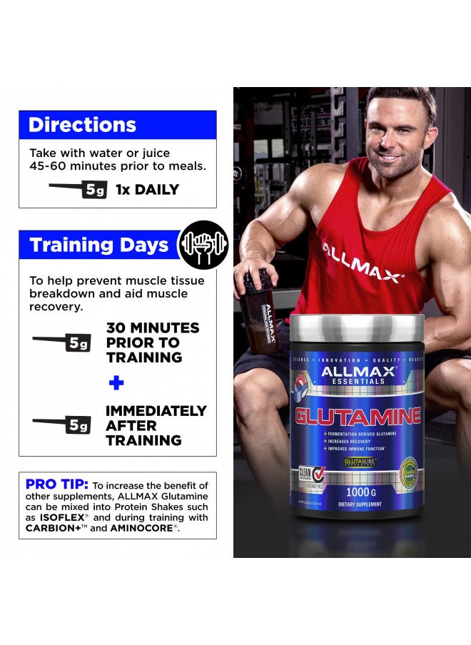 ALLMAX Nutrition L - Glutamine Powder, Muscle Recovery Formula, Gluten Free, Vegan, 400 Grams