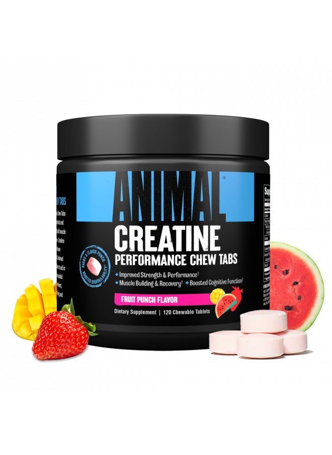 Animal Creatine Chews Tablets - Enhanced Creatine Monohydrate with AstraGin to Improve Absorption, Sea Salt for Added Pumps, Delicious and Convenient Chewable Tablets - Fruit Punch