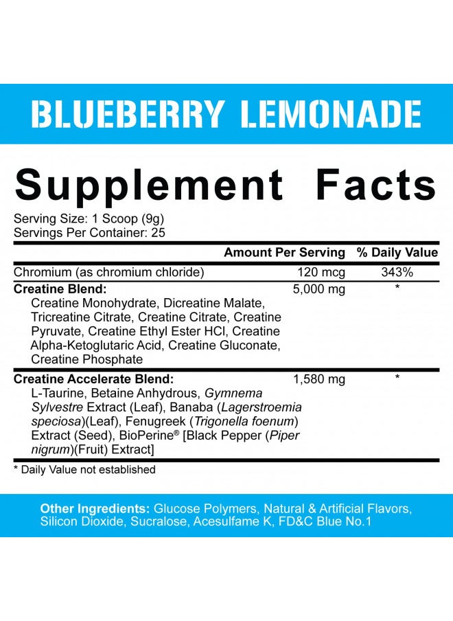 5% Nutrition CreaTEN Creatine Complex + Accelerators | Flavored Creatine Powder for Muscle Gain | Max Power, Strength, Endurance, & Recovery (Blueberry Lemonade)