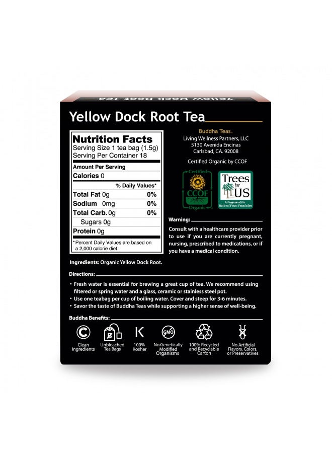 Buddha Teas Organic Yellow Dock Root Tea - OU Kosher, USDA Organic, CCOF Organic, 18 Bleach-Free Tea Bags