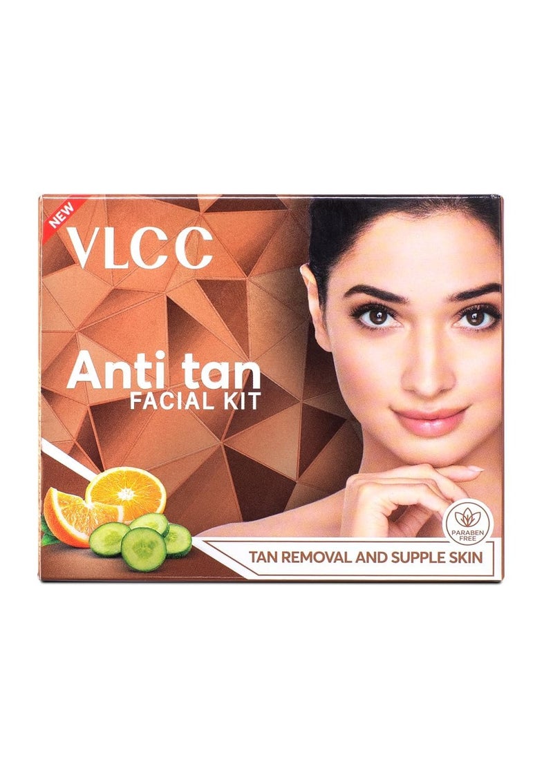 VLCC Anti Tan Facial Kit - 60 g | Power of 25 Vital Ingredients | Fights Sun Tan, Dark Spots, and Sun Spots | Even Nourishes and Protects Skin from UV Rays.