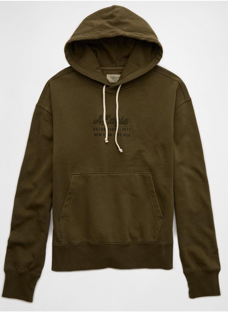 Logo Graphic Drawstring Pullover Hoodie