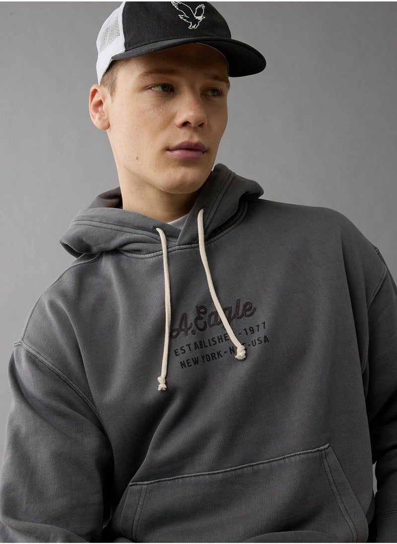 Logo Graphic Drawstring Pullover Hoodie