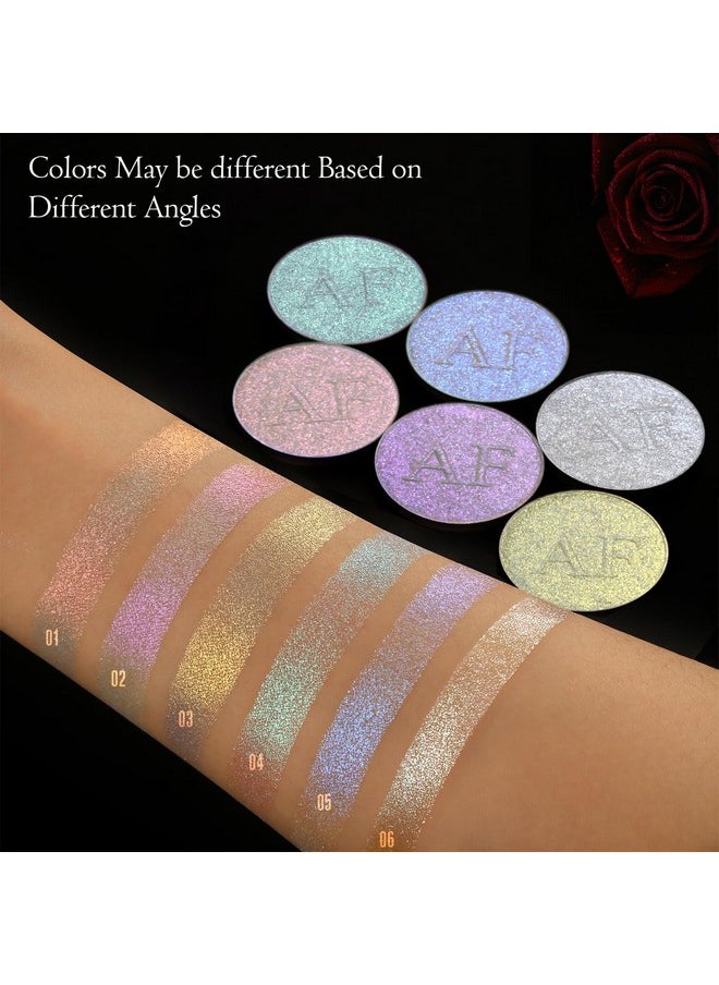 Highlighter Makeup Contour Palette, Gold Silver Duochrome Iluminadores De Maquillaje Metallic Cheek Highlighter Luminizer, Lightweight Shimmer Smooth Baked Powder Sparkly Glow Highlighting, Vegan #03