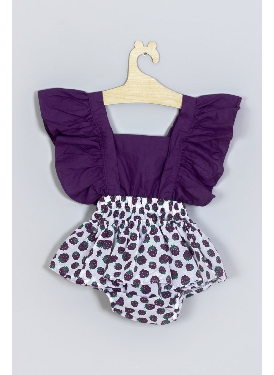 Ada Baby Kid Bandana Frilly Blackberry Salopette Jumpsuit 003