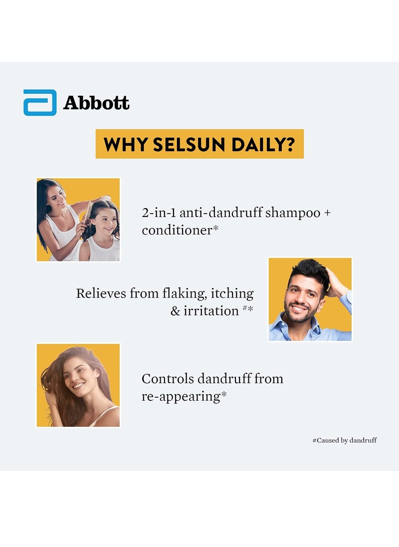 Selsun Daily Anti Dandruff Shampoo, Clears away dandruff flakes, Relieves from dandruff related itching, Conditions hair (120ml)