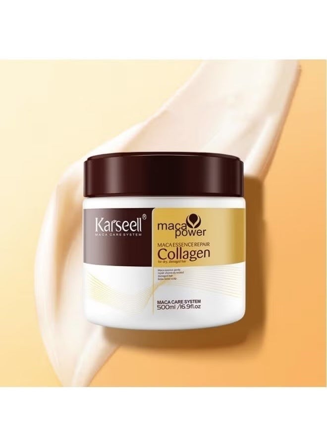 Karseell Collagen Hair Treatment Deep Repair Conditioning Argan Oil Collagen Hair Mask Essence for Dry Damaged Hair All Hair Types 16.90 oz 500ml