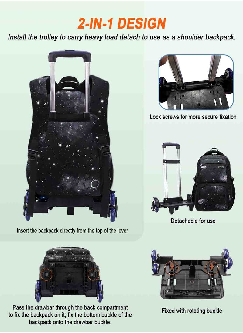 3Pcs Set Children Trolley School Bags Large Capacity Girls Bookbag Boys Rolling Backpack Travel Wheeled Kids' Luggage Bag