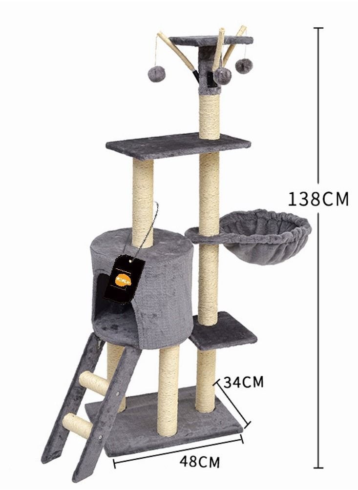Cat Play Tower Cat Toy Multi Level Platform Cat Tree Sisal Pillar Large Cat Climbing Frame Cat Nest Luxury Cat Scratch Post Cat Tree