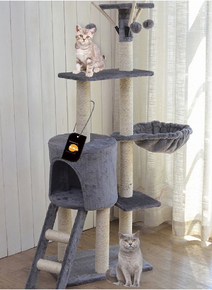 Cat Play Tower Cat Toy Multi Level Platform Cat Tree Sisal Pillar Large Cat Climbing Frame Cat Nest Luxury Cat Scratch Post Cat Tree