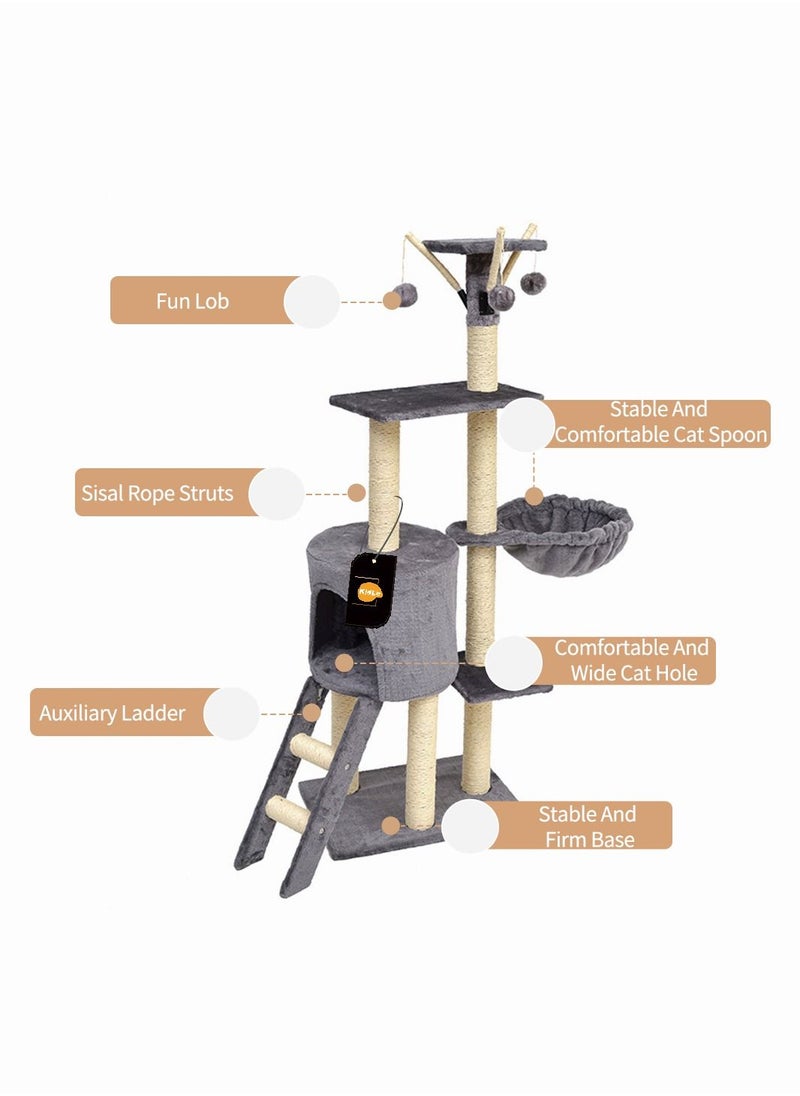 Cat Play Tower Cat Toy Multi Level Platform Cat Tree Sisal Pillar Large Cat Climbing Frame Cat Nest Luxury Cat Scratch Post Cat Tree