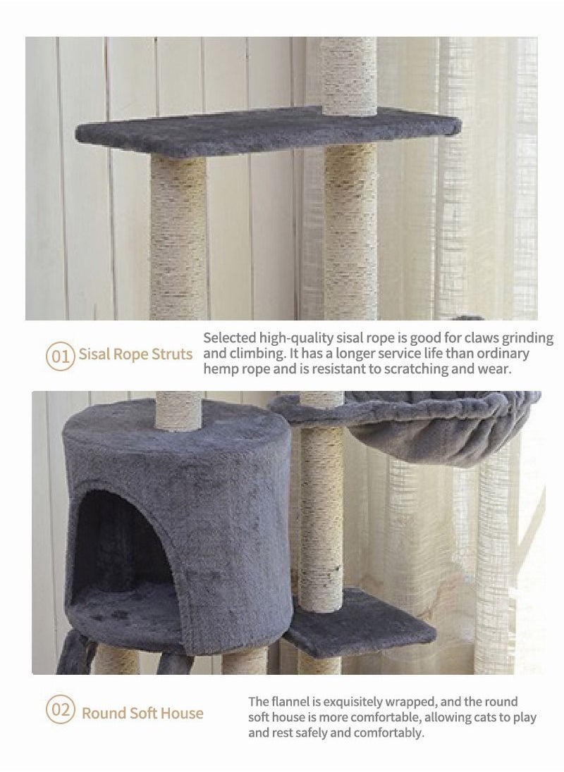 Cat Play Tower Cat Toy Multi Level Platform Cat Tree Sisal Pillar Large Cat Climbing Frame Cat Nest Luxury Cat Scratch Post Cat Tree