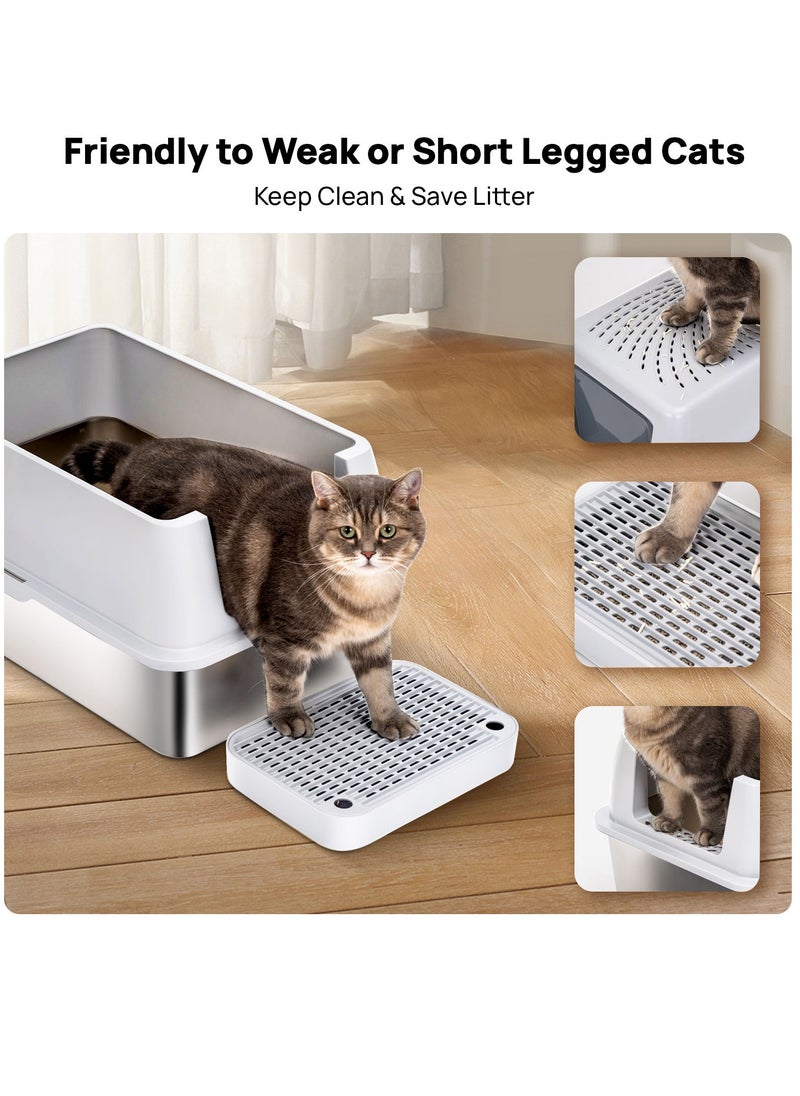 Large Stainless Steel Cat Litter Box Cat Litter Box with Lid Extra Large Litter Box for Big Cats Metal Litter Tray Enclosed Sides Stainless Steel Litter Box