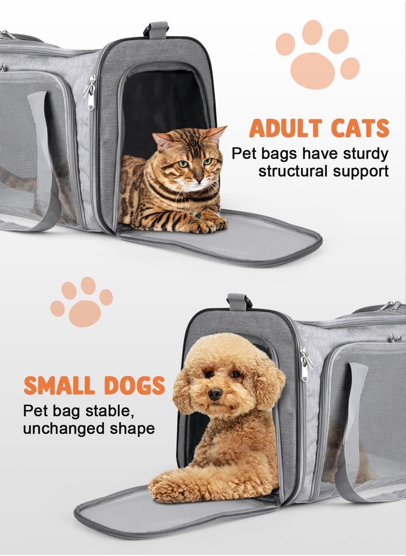 Large Cat Carriers Dog Carrier Pet Carrier for Large Cats Puppies up to 25Lbs, Big Dog Carrier Soft Sided, Collapsible Waterproof Travel - Large - Gray