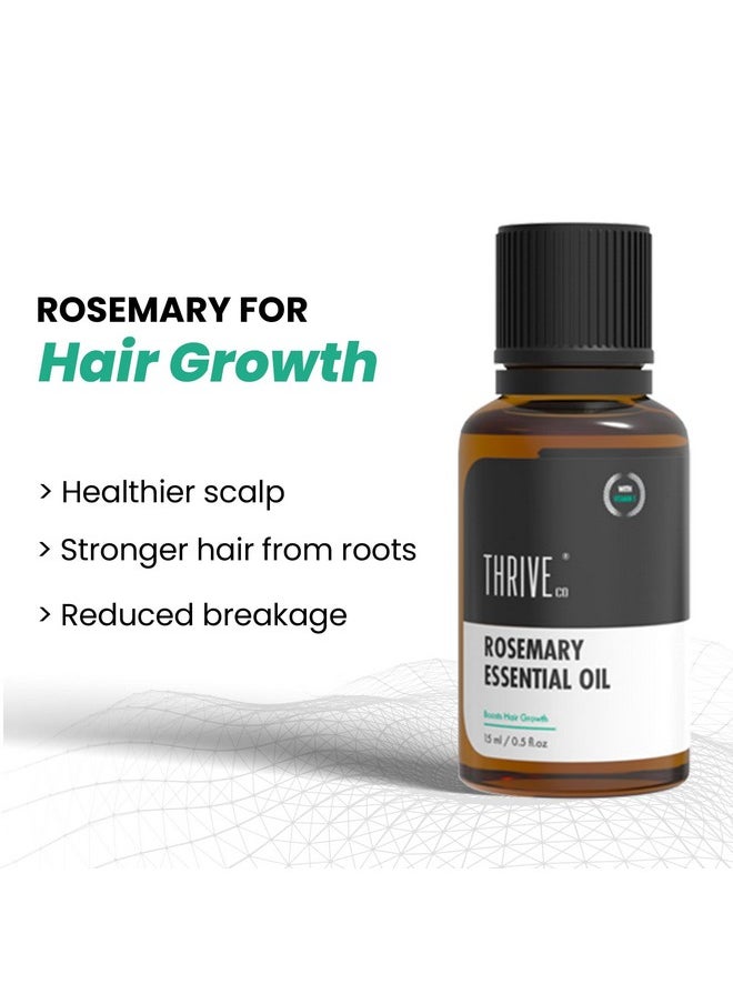 Rosemary Essential Oil For Hair Growth & Hair Fall Control | Reduces Hair Breakage & Improves Scalp Health | 100% Pure, Certified Organic & Natural | With Vitamin E | For Men & Women | 15Ml