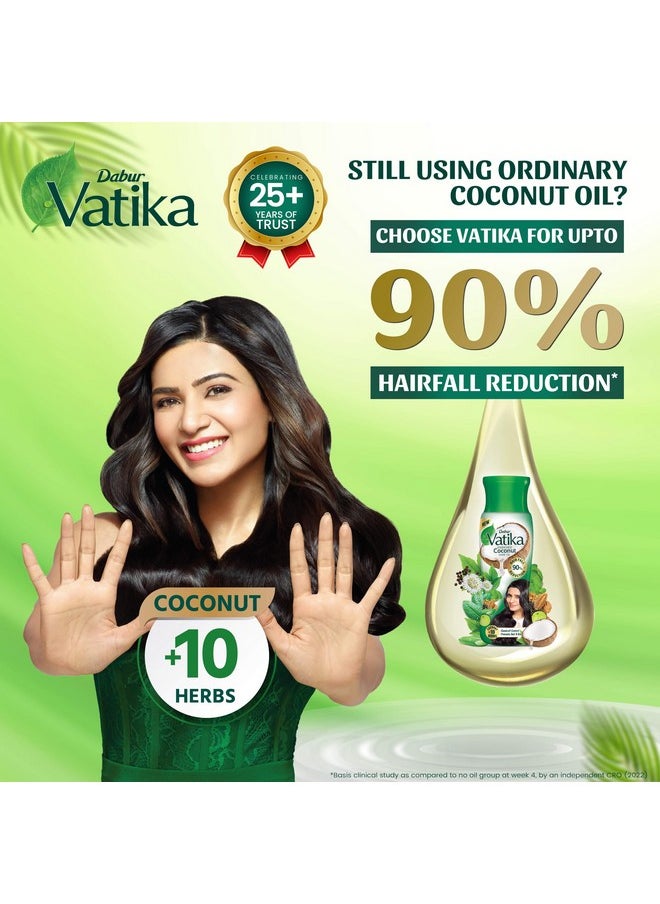 Vatika Enriched Coconut Hair Oil, 450Ml For Strong, Thick & Shiny Hair, Clinically Tested To Reduce 90% Hairfall In 4 Wks, Controls Dandruff, Prevents Dull & Damaged Hair Enriched With 10 Herbs