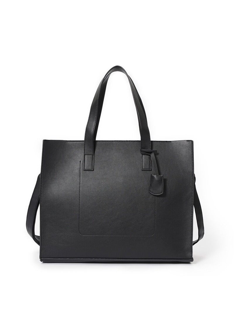 Korean Style PU Leather Mens Fashion Tote Black