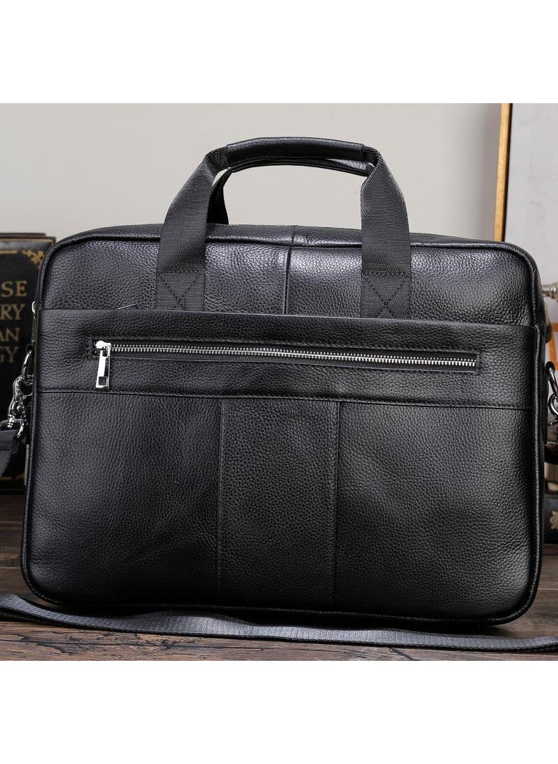 Mens Vintage Leather Briefcase Business Computer Bag Black