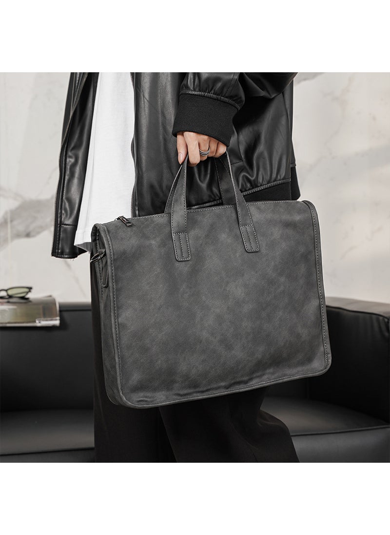 Mens Laptop Messenger Briefcase Gray-