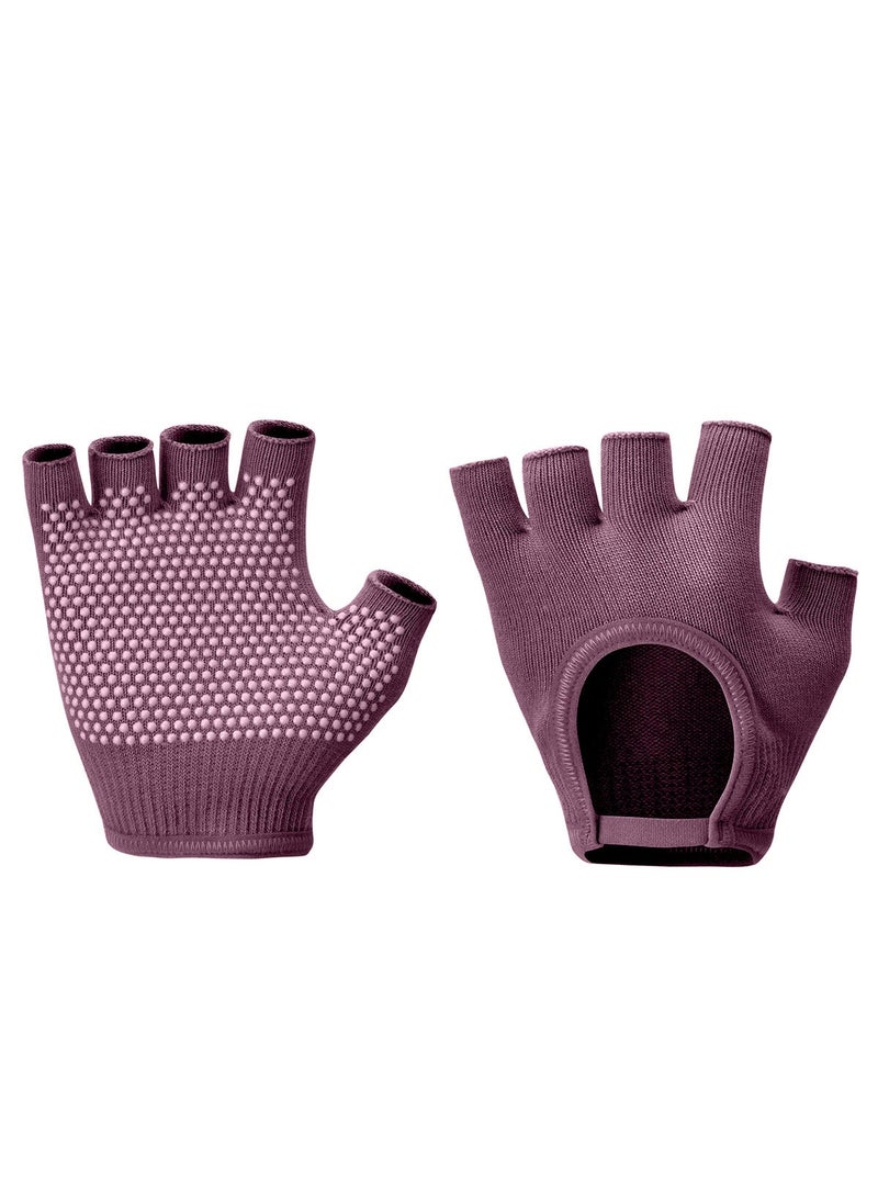 Cycling Gloves Fitness Half-Finger Non-Slip Yoga Dark purple