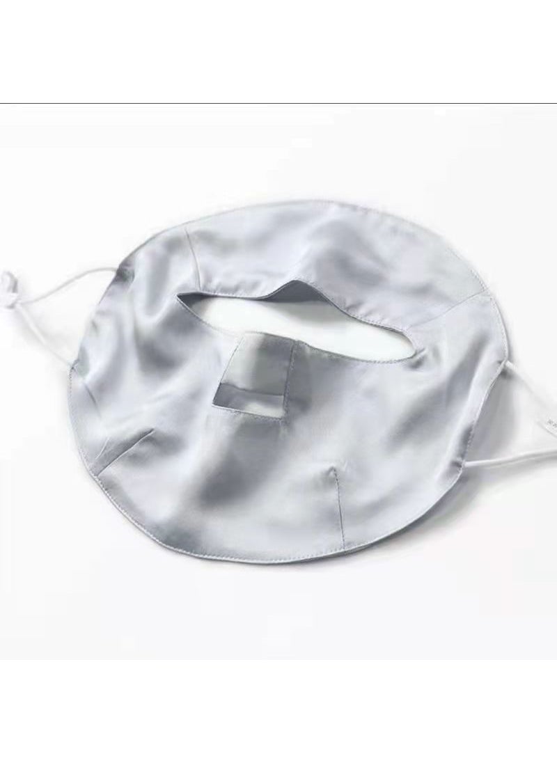 New Silk Sleep Mask with Windproof Adjustable Ear Straps Light Blue