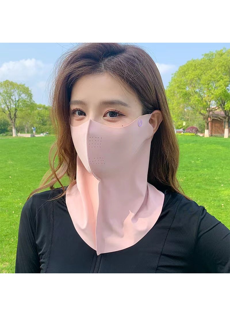 UPF Sun Protection Neck Gaiter Breathable Summer Full Face Mask No trace neck protection [rouge powder]]