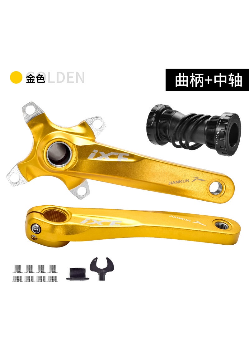 1 x 5 pcs IXF Crankset MTB Hollow Integrated Chainring Upgrade 32t 34 36 38T Golden IXF crank center shaft