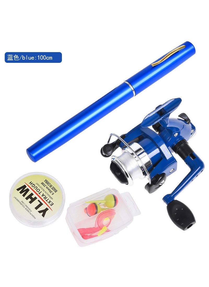 Weihai factory wholesale pen fishing rod cross-border Mini 1m ice fishing rod set pocket raft Rod portable Rod Blue