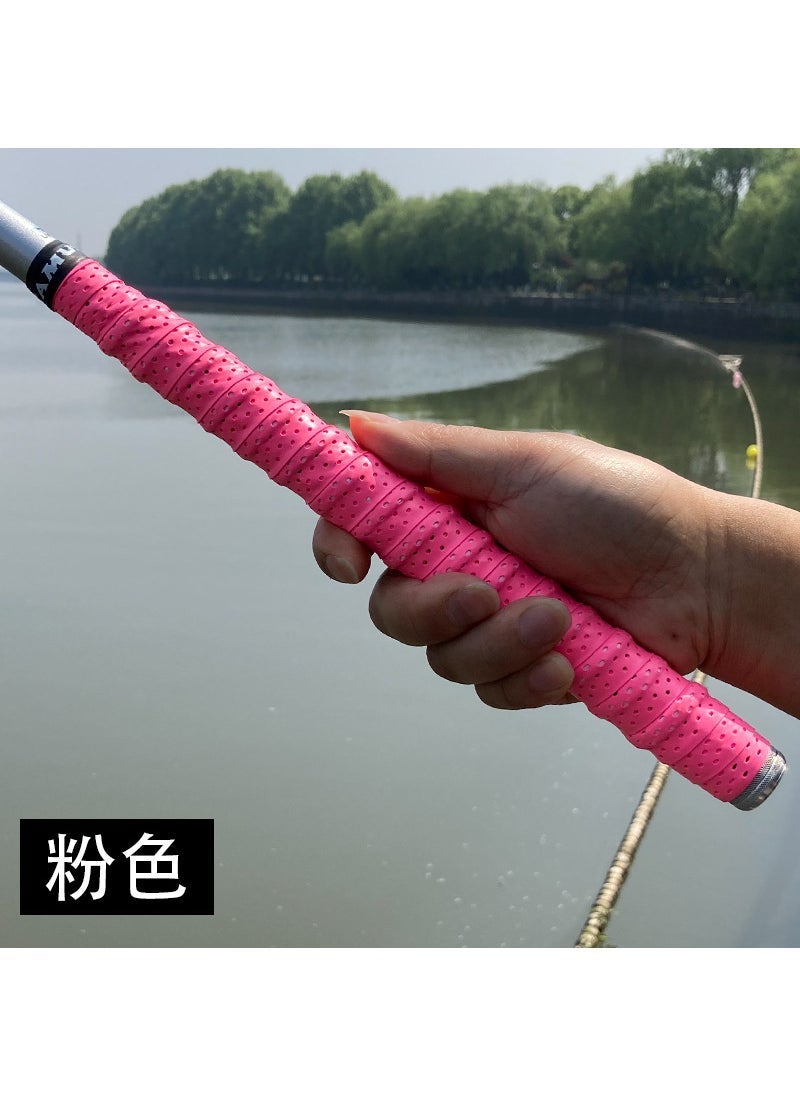 Keel hand glue 1.5m fishing rod winding belt 1.5m fishing rod sweat-absorbing belt handle Rod winding belt handle strap 1.5 m (pink)