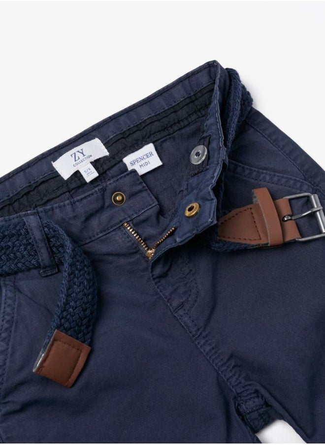 Zippy Midi Chino Shorts With Belt For Boys