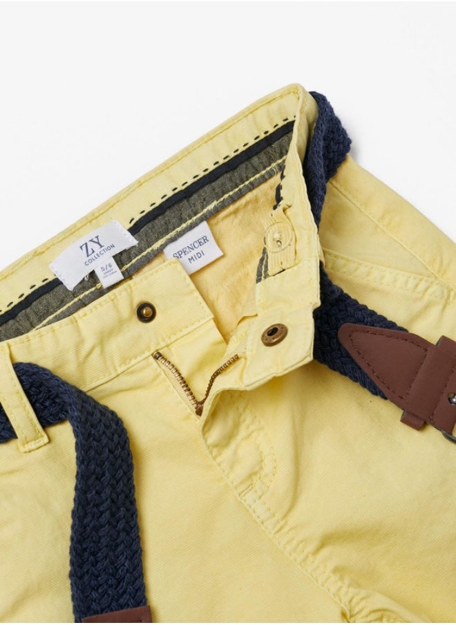 Zippy Midi Chino Shorts With Belt For Boys