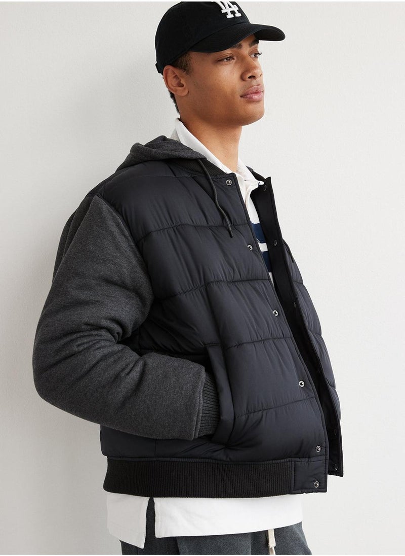 Zip Throgh Bomber Puffer Jacket