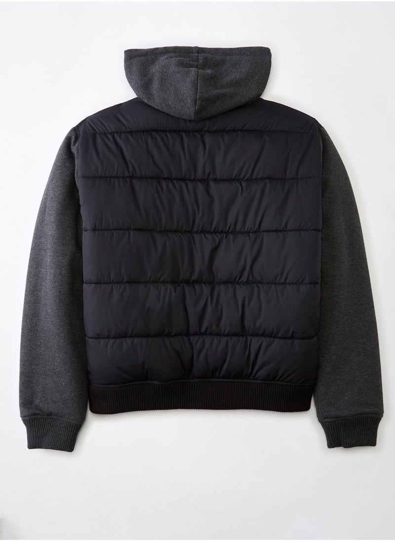 Zip Throgh Bomber Puffer Jacket