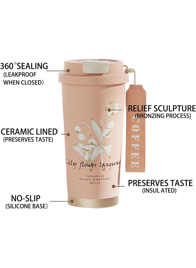 Simple Modern Travel Coffee Mug Tumbler with 360° Sealing Ceramic-Lined Insulated Stainless Steel Cold Brew Iced Coffee Cup Thermos Gifts for Women Men Her Him 17oz