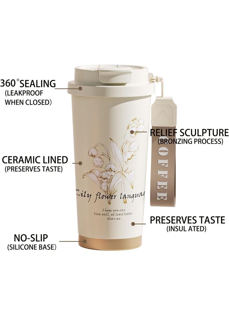 Simple Modern Travel Coffee Mug Tumbler with 360° Sealing Ceramic-Lined Insulated Stainless Steel Cold Brew Iced Coffee Cup Thermos Gifts for Women Men Her Him 17oz