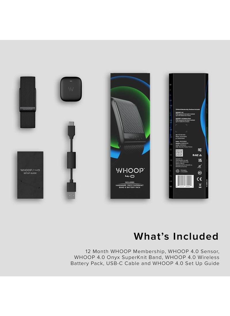 WHOOP 4.0 with 12 Month Subscription Wearable Health, Fitness & Activity Tracker Continuous Monitoring, Performance Optimization, Heart Rate Tracking Improve Sleep, Strain, Recovery, Wellness