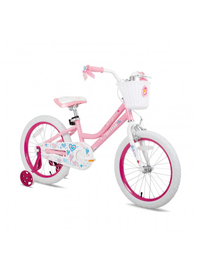 JOYSTAR 18 Inch Girls Bike for 5 6 7 8 9 Years Old Kids Bike for Ages 5-8 Years Girls with Training Wheels and Basket 18