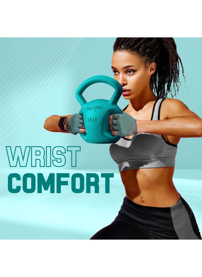 Yes4All Strength Training Kettlebells 10&15lb Weight with Wide Multigrip Handle for Dumbbell Weights Exercises, Full Body Workout Equipment - Pink - 10 + 15lbs