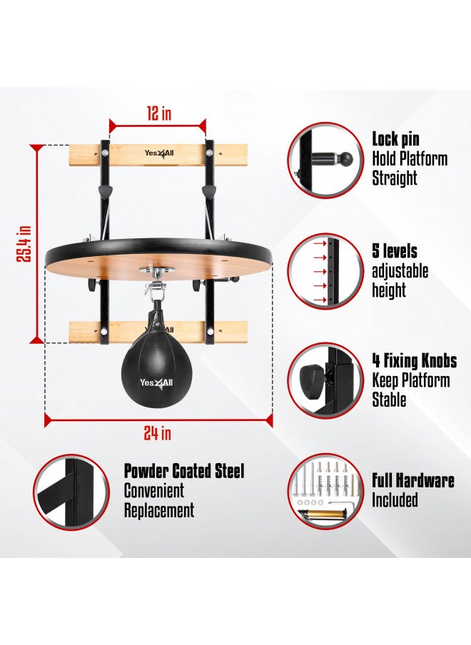 Yes4All 24 inches Adjustable Speed Bag Platform with 2 Speed Balls, Wall Mount Punching Bag Boxing Training Full Kit
