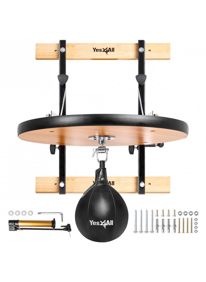 Yes4All 24 inches Adjustable Speed Bag Platform with 2 Speed Balls, Wall Mount Punching Bag Boxing Training Full Kit