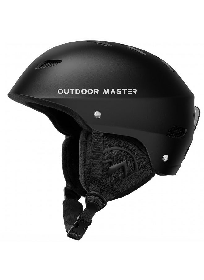 OutdoorMaster Kelvin Ski Helmet - Snowboard Helmet for Men, Women & Youth (Black,M)