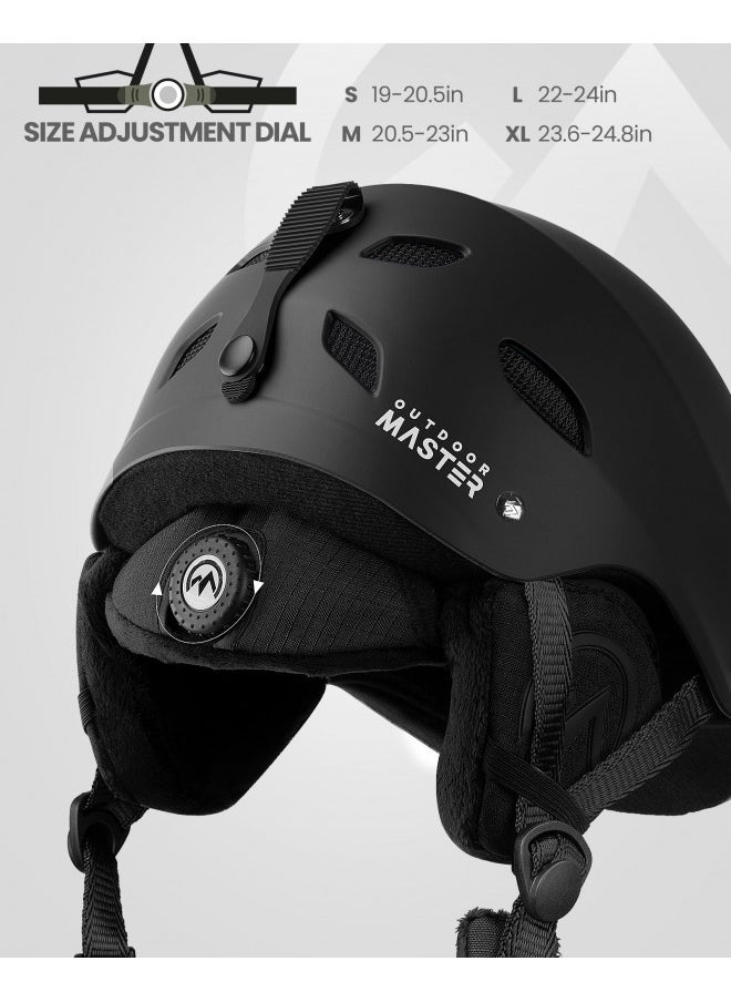 OutdoorMaster Kelvin Ski Helmet - Snowboard Helmet for Men, Women & Youth (Black,M)