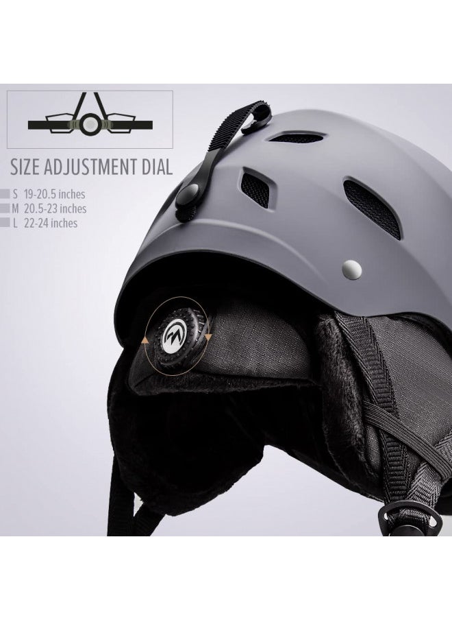 OutdoorMaster Kelvin Ski Helmet - Snowboard Helmet for Men, Women & Youth (Gray,M)