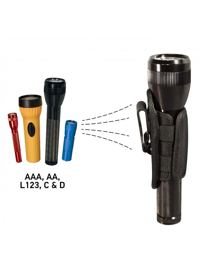 Nite Ize Lite Holster Stretch, Expandable, Secure Flashlight Holder With Belt Clip, Universal Sizing,N00874-BRK,Black