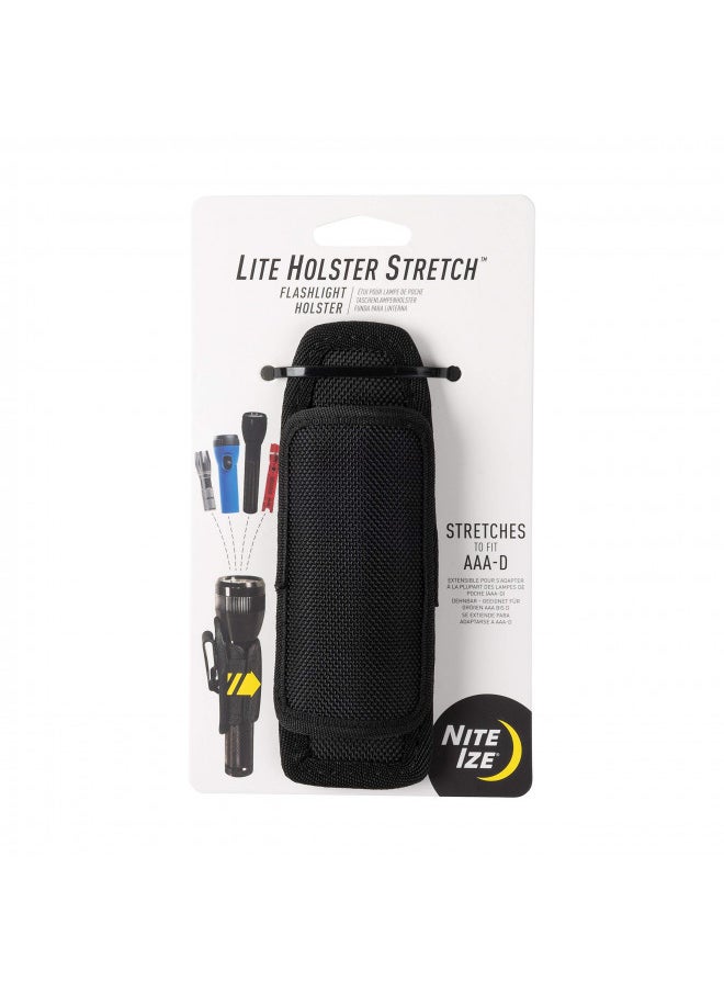 Nite Ize Lite Holster Stretch, Expandable, Secure Flashlight Holder With Belt Clip, Universal Sizing,N00874-BRK,Black