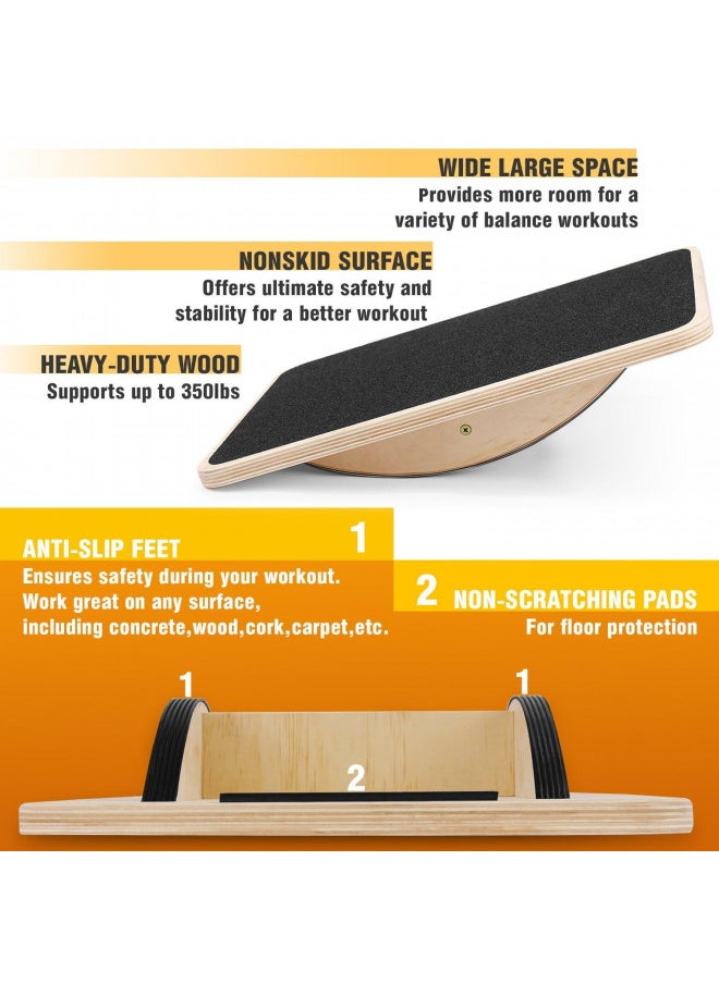 Yes4All Professional Rocker Balance Board for Physical Therapy | 17.5 Rocker Board, Rocker Wooden Balance Board for Balance & Rehabilitation Exercises (Black)