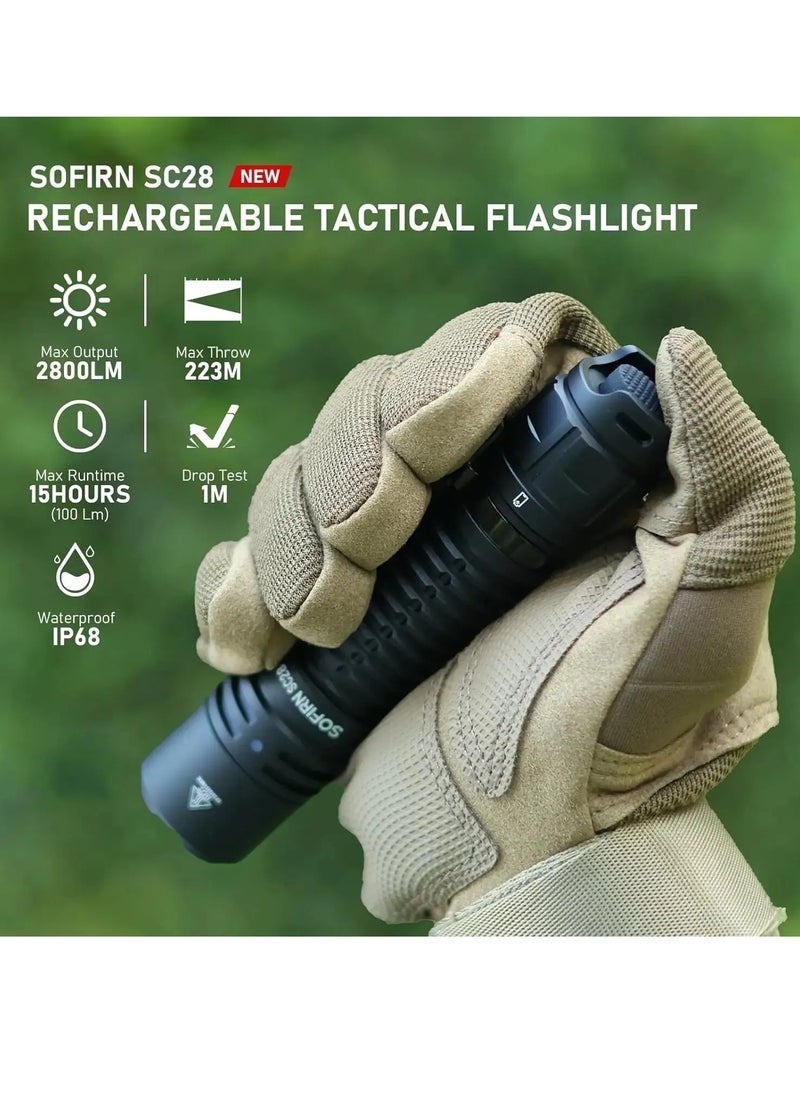 SC28 XHP50B HD LED 2800Lm Type C Rechargeable Flashlight Portable Powerful 21700 Torch EDC Flash Light IPX8 For Camping