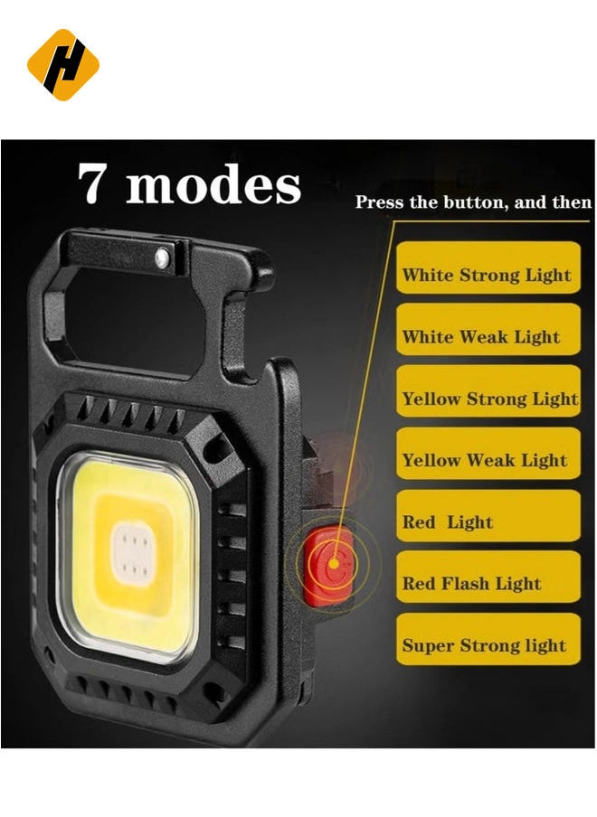 Upgraded LED COB Flashlight,Keychain Light with Stand,500 Lumen Rechargeable Keychain Flashlights, 4 Light Modes Portable Pocket Light for Valentine's Day Gift Camping,Emergency,Fishing